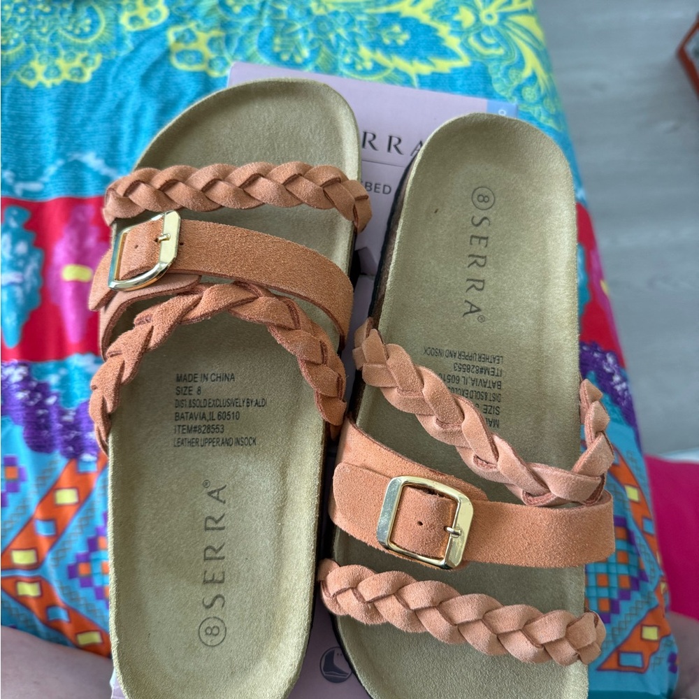 Serra Tan Braided Slide Sandals